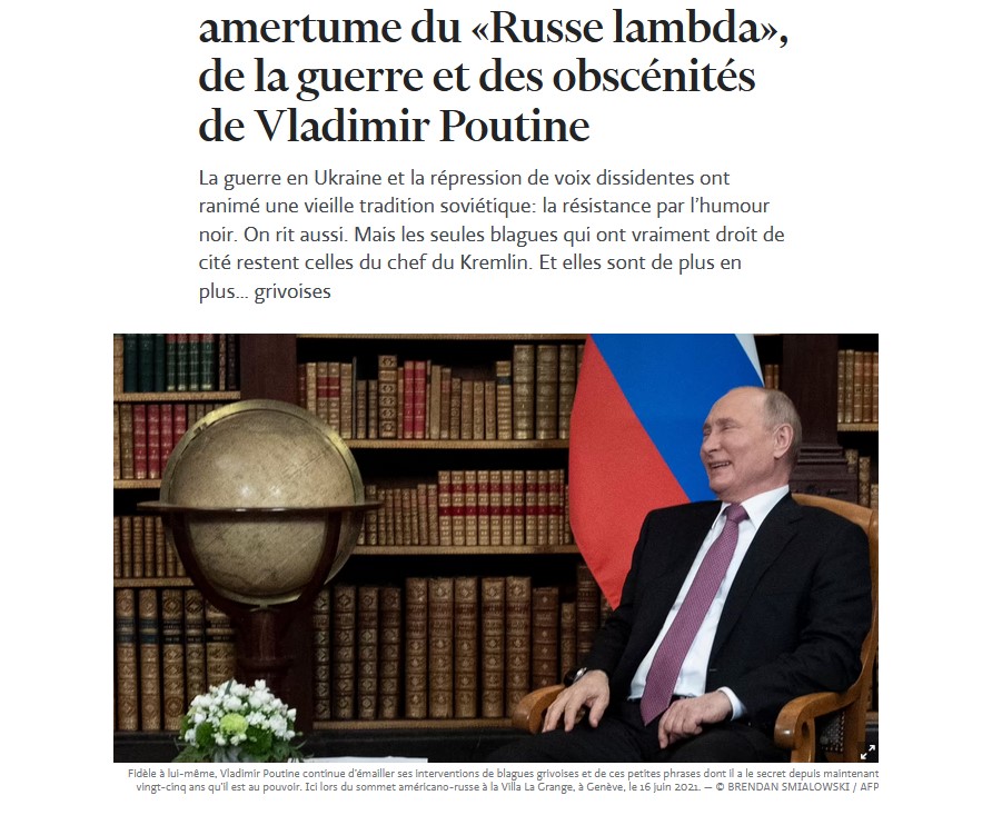 Владимир Путин, как отмечает Le Temps, все также является приверженцем грубых казарменных шуток с мотивами унижения, насилия и сексуального доминирования.