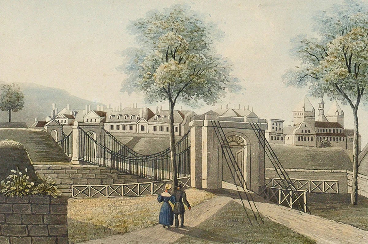 Пешеходный мост Saint-Antoine соединял центр Женевы с кварталом Сен-Антуан. Wikimedia