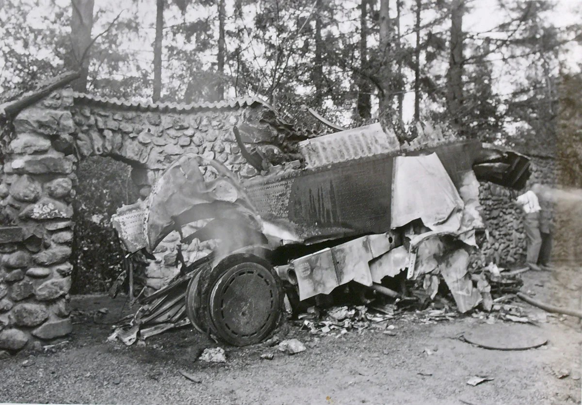 destroyed car