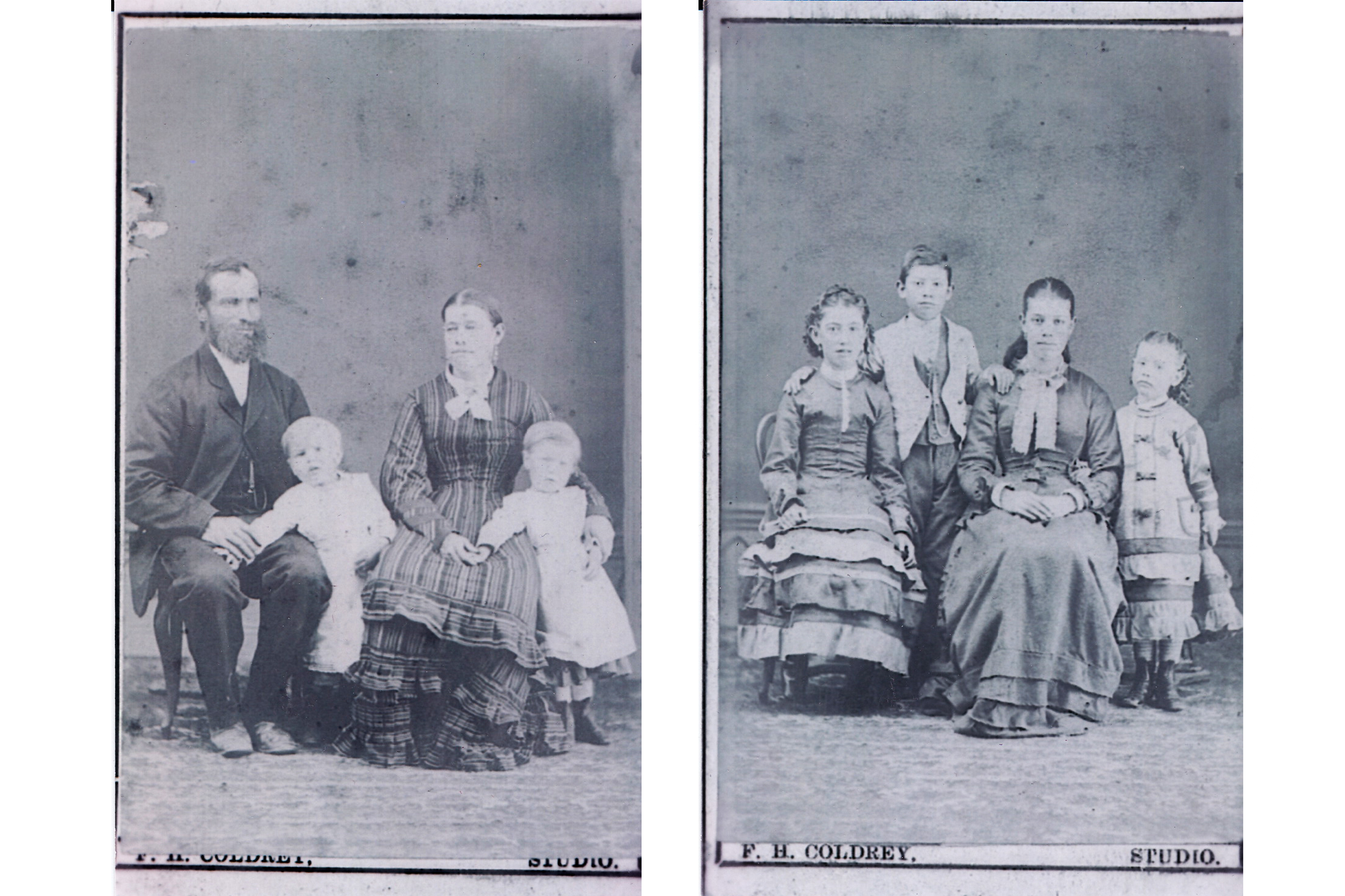 due ritratti di famiglia in bianco e nero