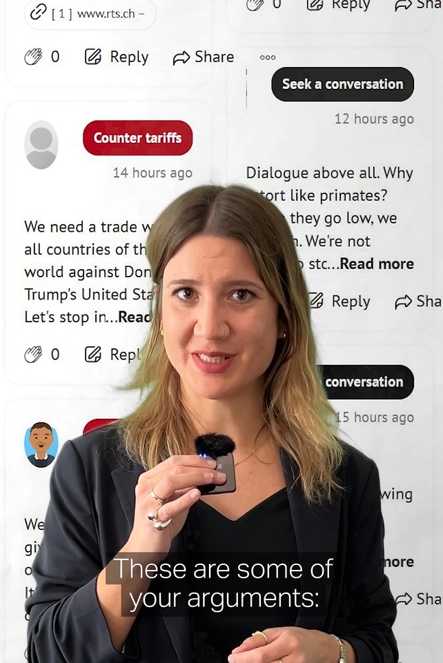 Woman in front of comments