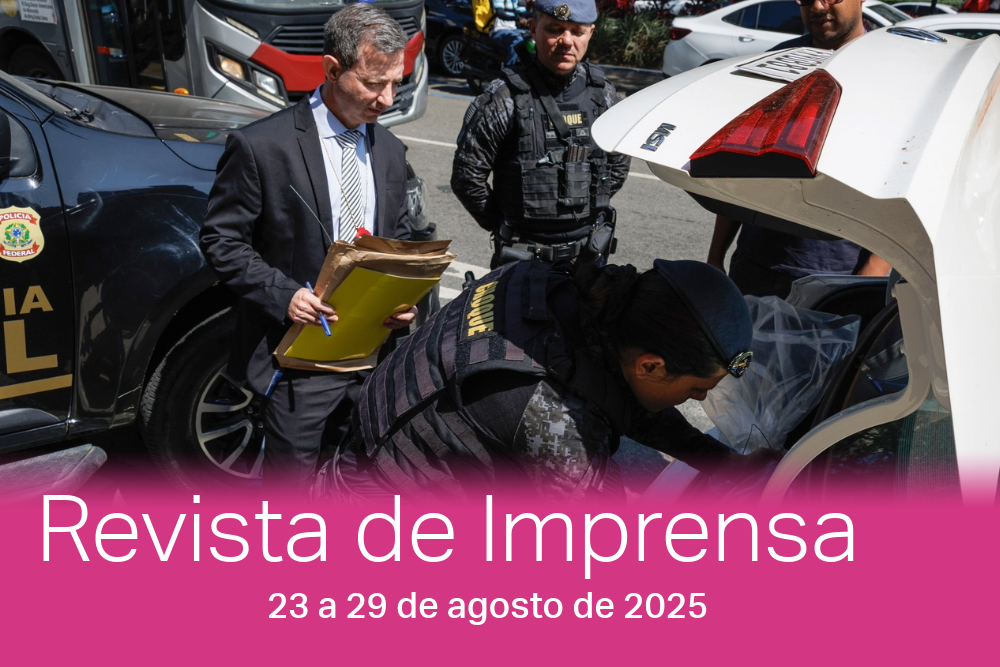 Polícia federal em ação na avenida Faria Lima, coração do mercado financeiro de São Paulo.