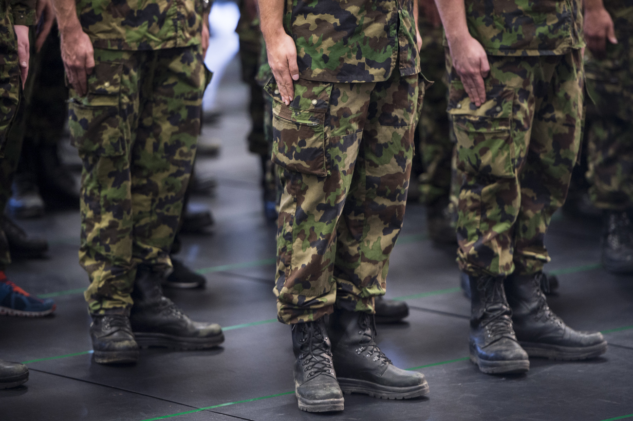 Young men at Swiss Army recruit school.