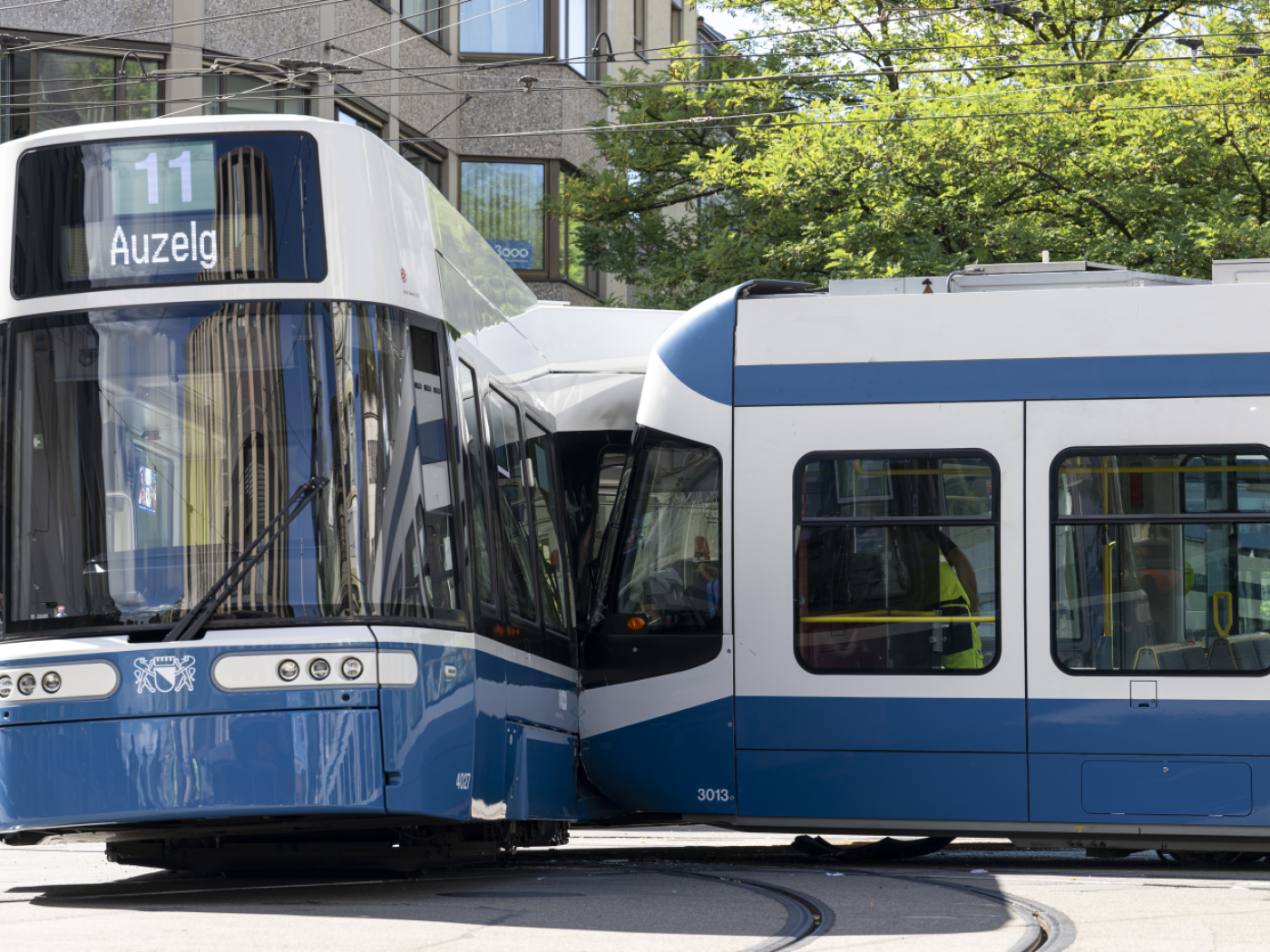 Two trams collide in Zurich Oerlikon