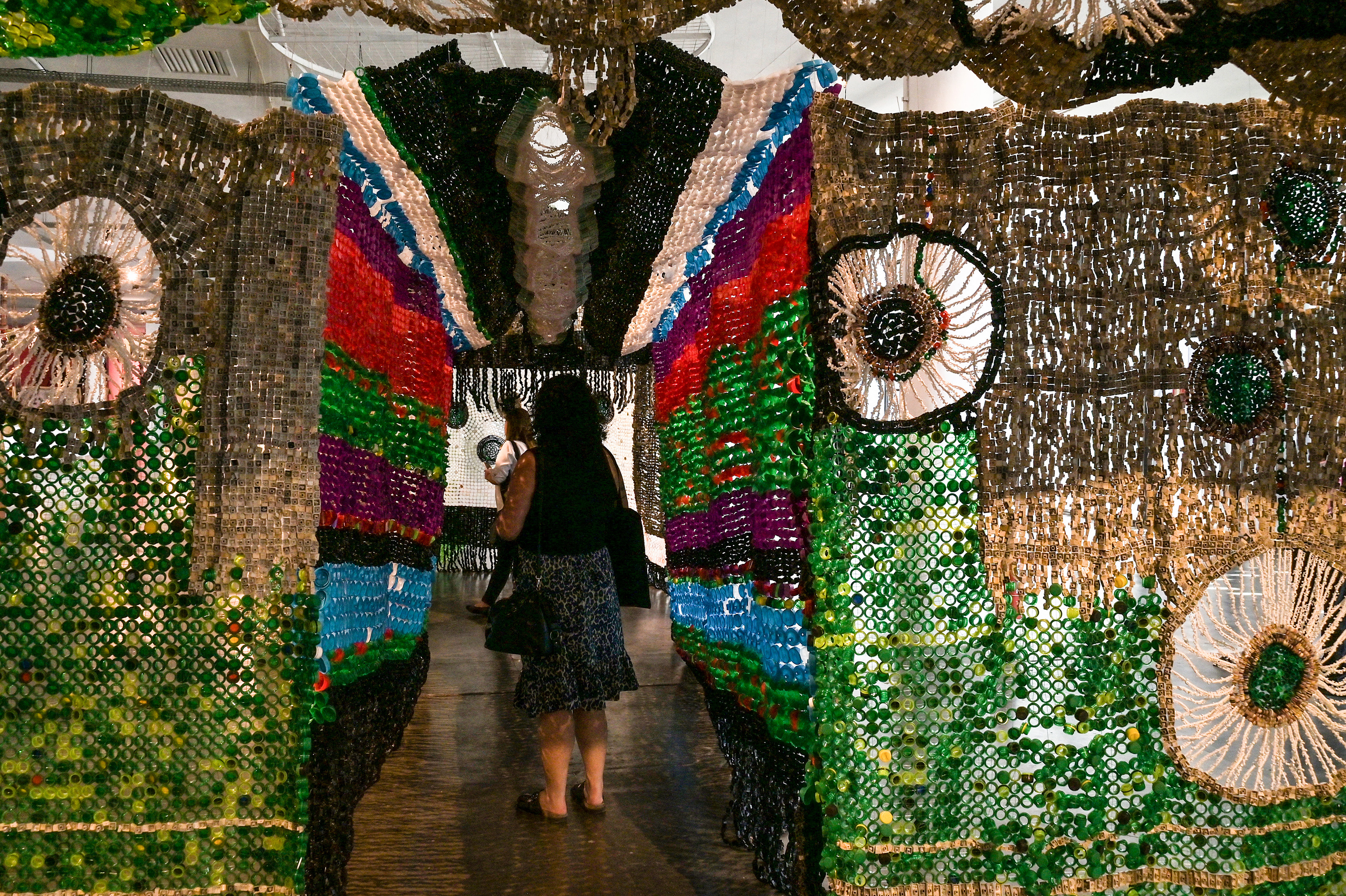 Artwork by Zimbabwean artist Moffat Takadiwa displayed at the 36th Bienal in São Paulo, Brazil. The Bienal features works by 125 participants and will run through January.