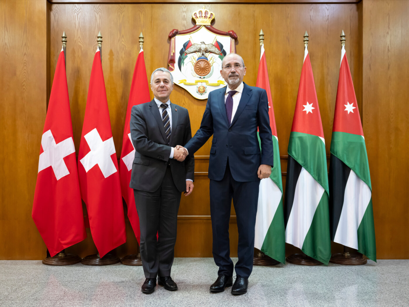 Ignazio Cassis e Ayman Safadi.