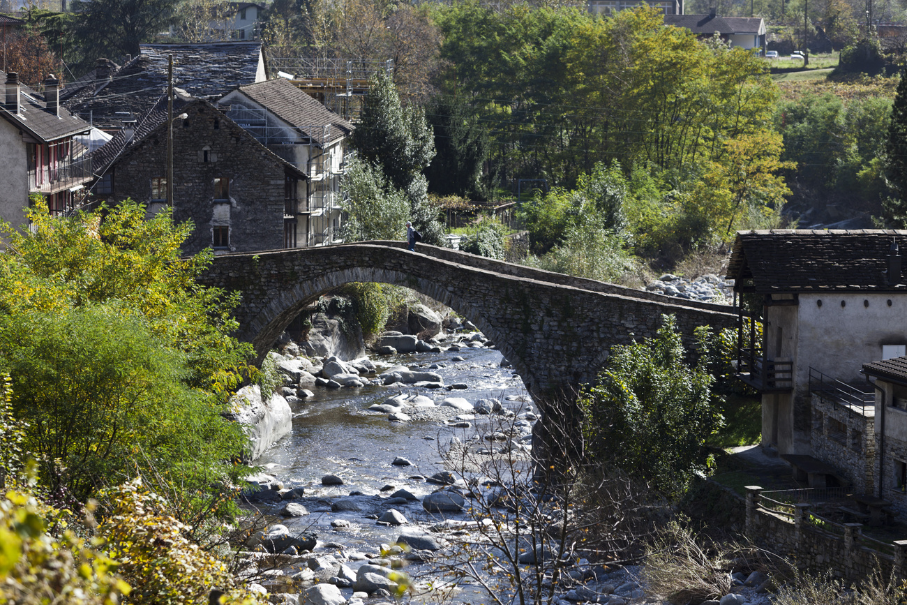 Stone bridge and village