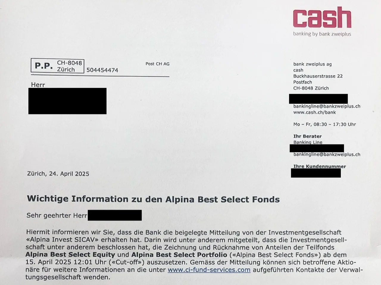 extrait d'une lettre