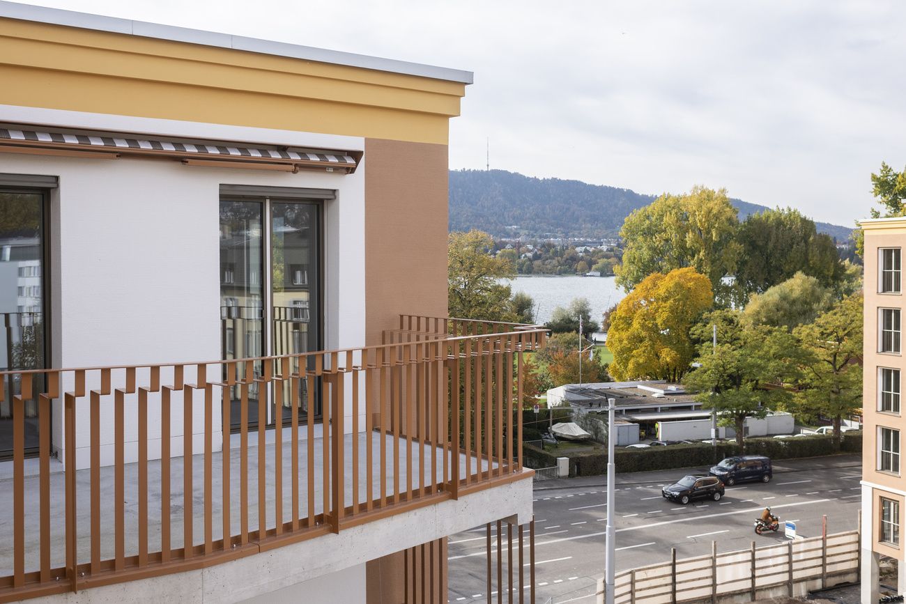 Blick auf einen Balkon und den Zürich-See