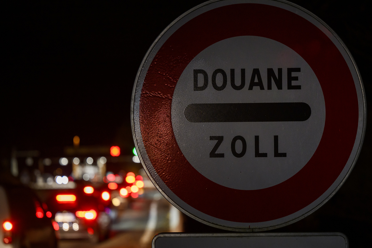A border post between France and Switzerland.