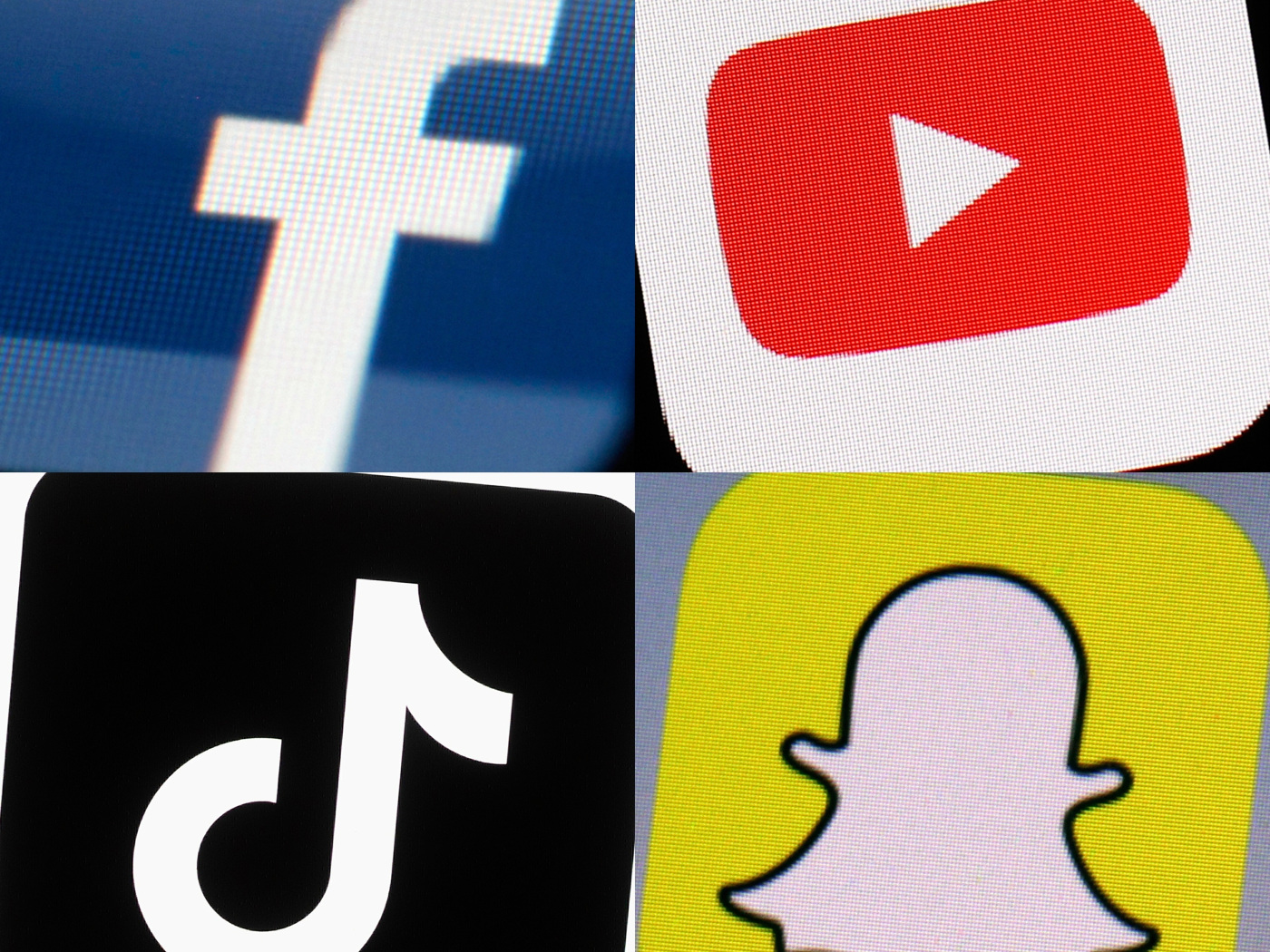 loghi di facebook, youtube, tiktok e snypchat