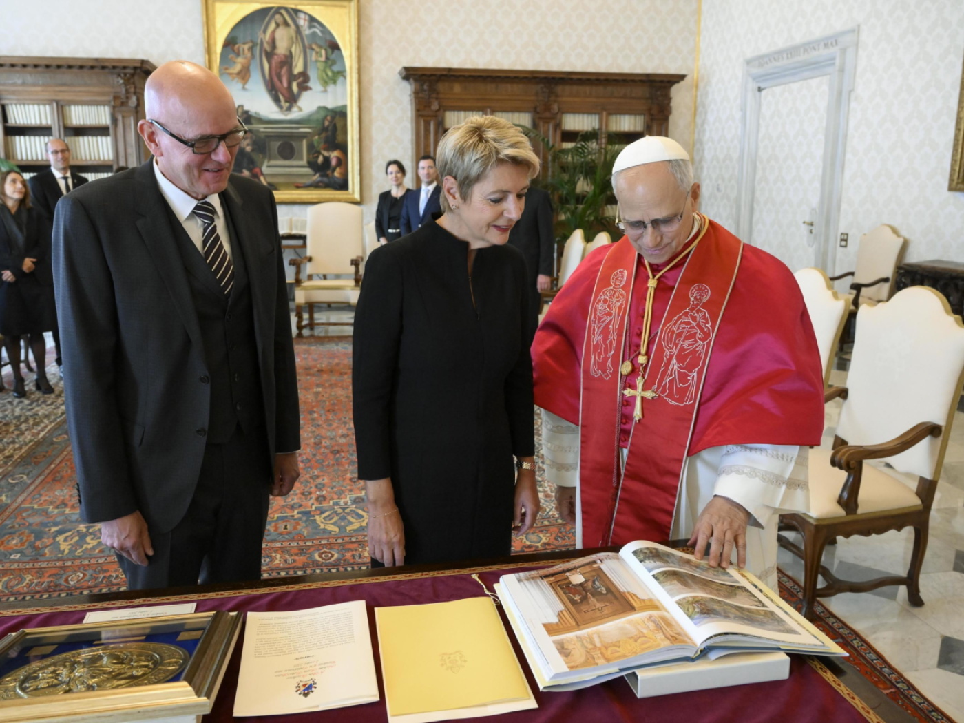 la presidente della Confederazione durante la sua udienza con Papa Leone XIV.
