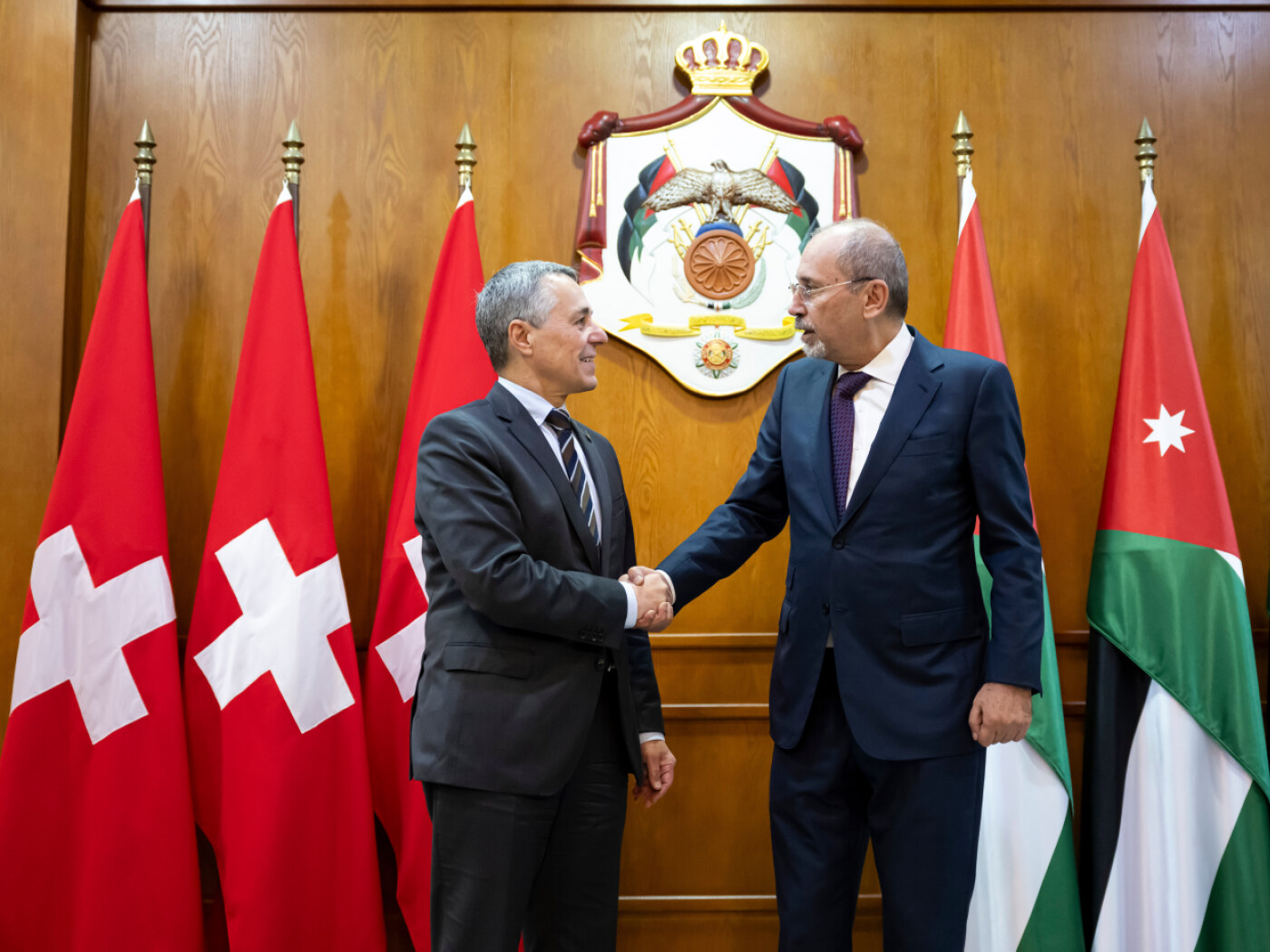 Ignazio Cassis was welcomed to Amman by his Jordanian counterpart