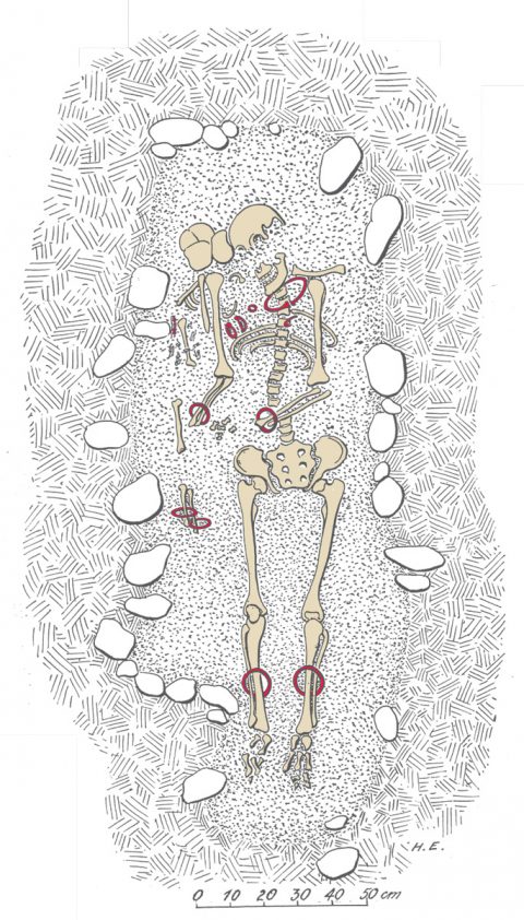 Every detail provides information: a sketch of a grave find in Bümpliz near Bern.