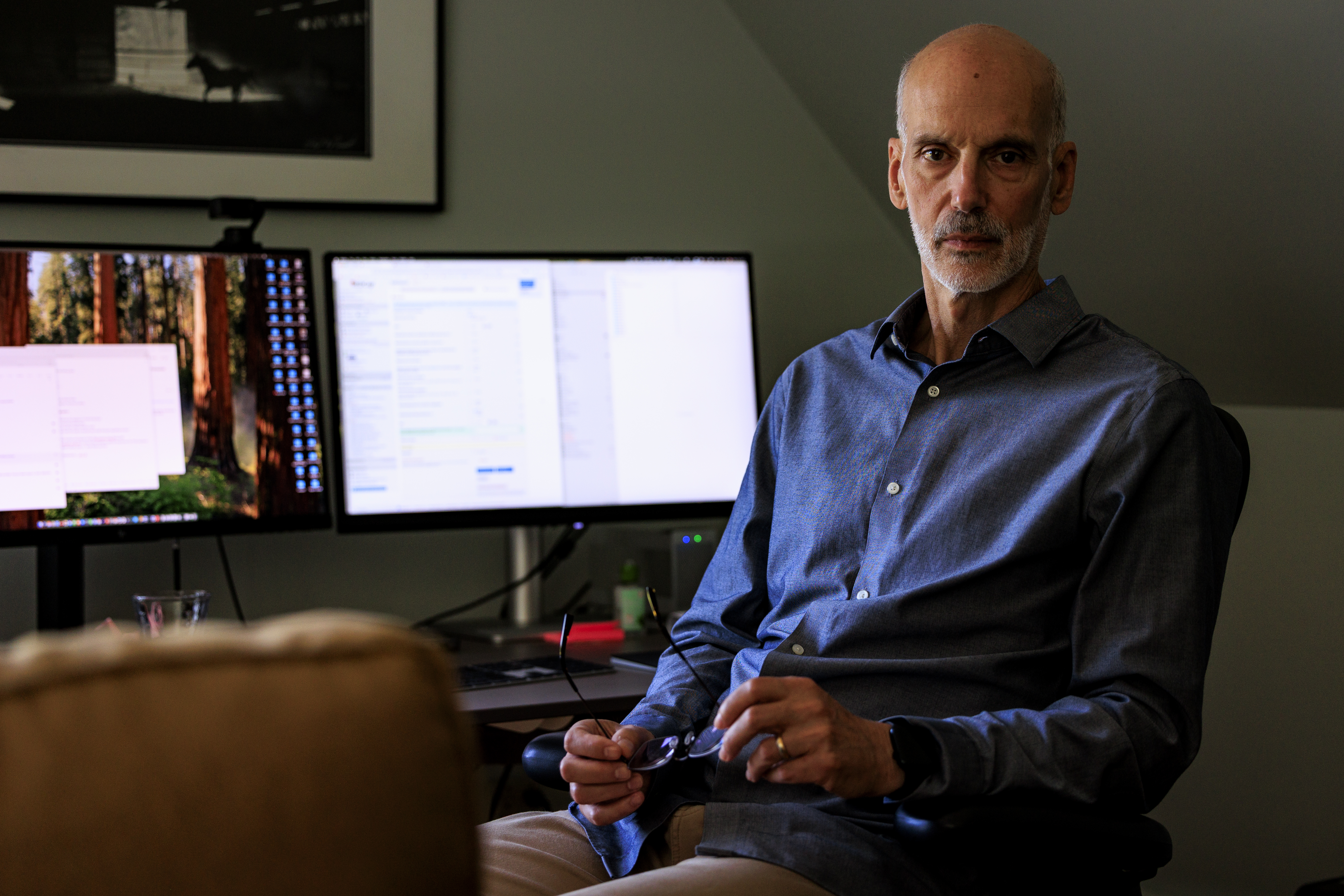 Dr. Stephen Rosenfeld, a former researcher with the National Institutes of Health, at home in Freeport, Maine on Aug. 13, 2025. Rosenfeld was tapped to lead Western, the oldest and biggest independent review board, after it was bought by private-equity investors, but he wasn’t given as much authority as he expected.