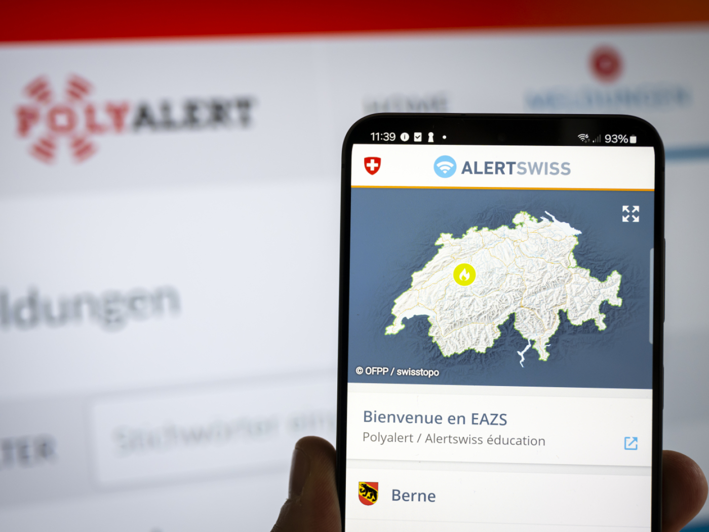 schermata dell'app alertswiss
