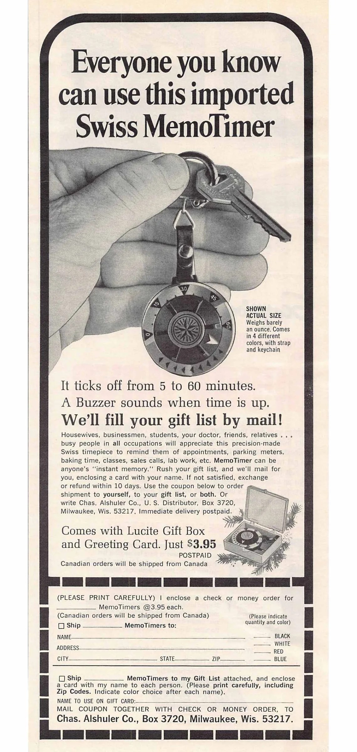 Newspaper advertisement for a Swiss watch movement