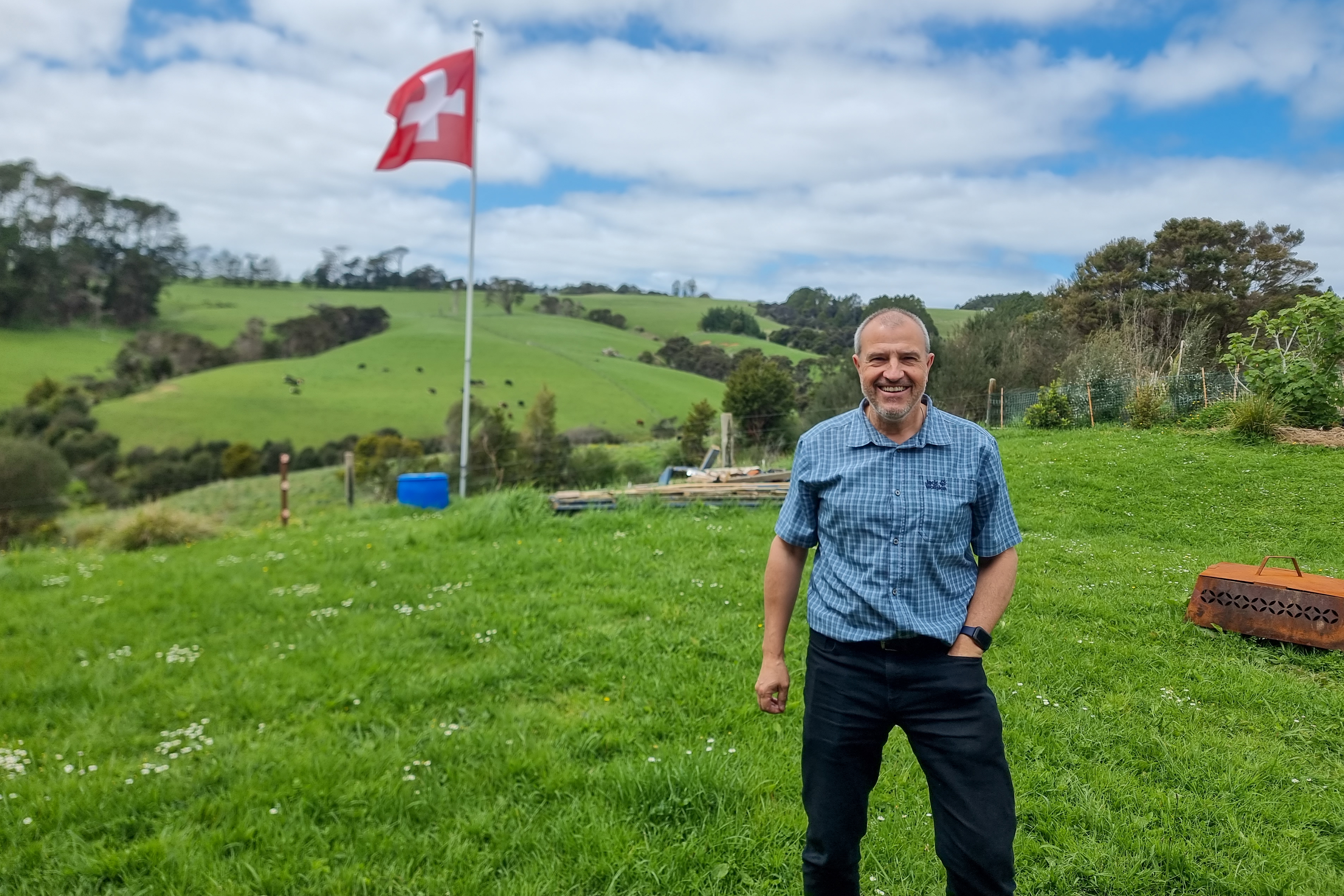 The Honorary Consul of Switzerland in New Zealand, Adrian Blaser, lives about an hour's drive from Auckland on what is known as a ‘lifestyle block’ – a small farm designed as a place to live rather than for agricultural production.