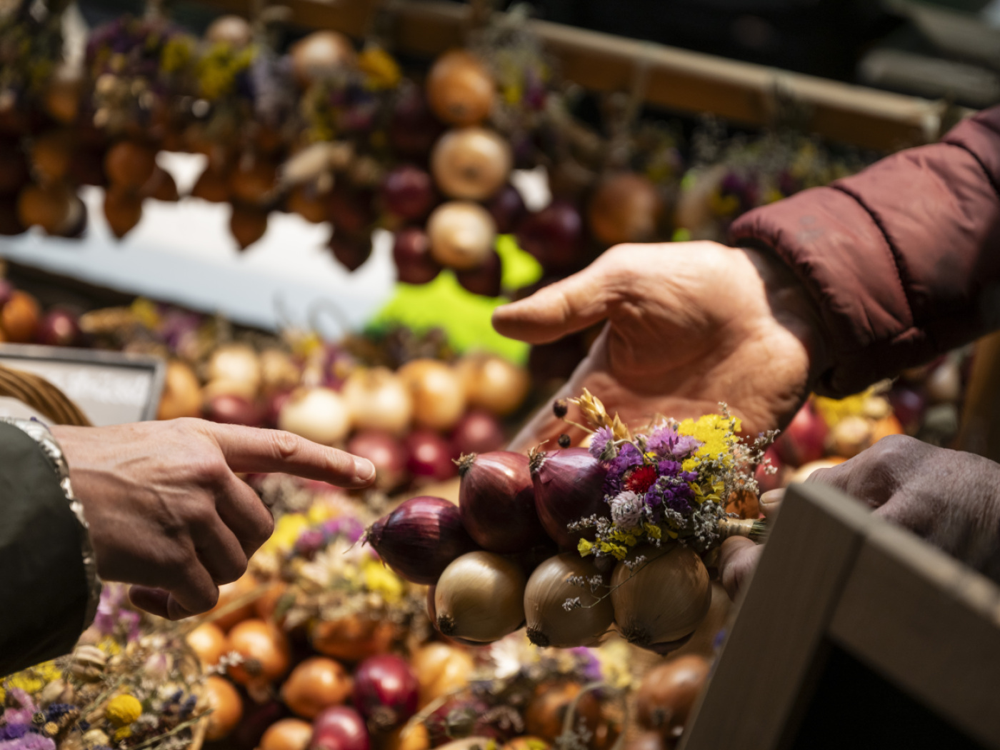 acquisato di cipolle al mercato di berna