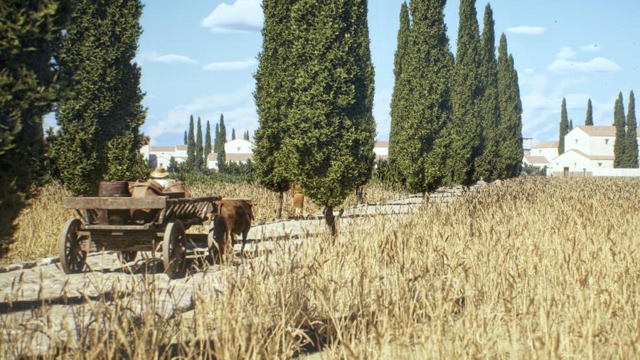 Réconstruction digitale d'une voie romaine