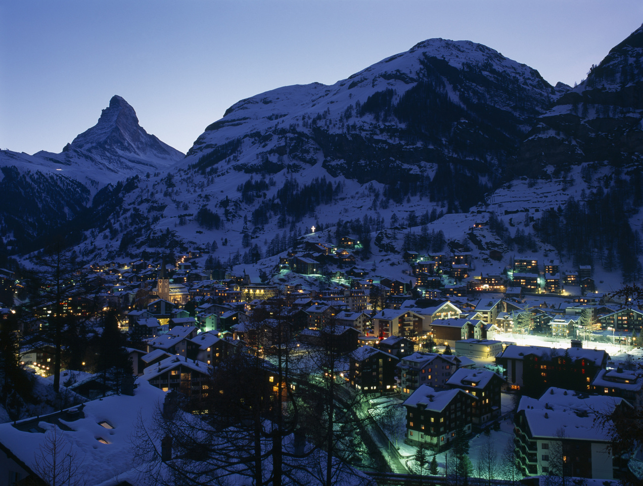 Zermatt in una foto notturna.