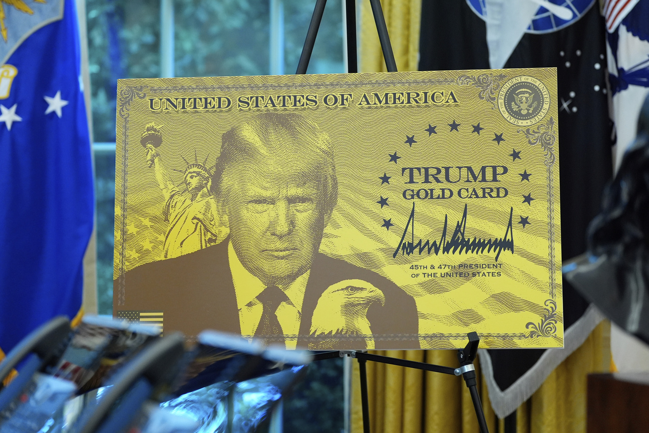 donald trump su una carta d'oro