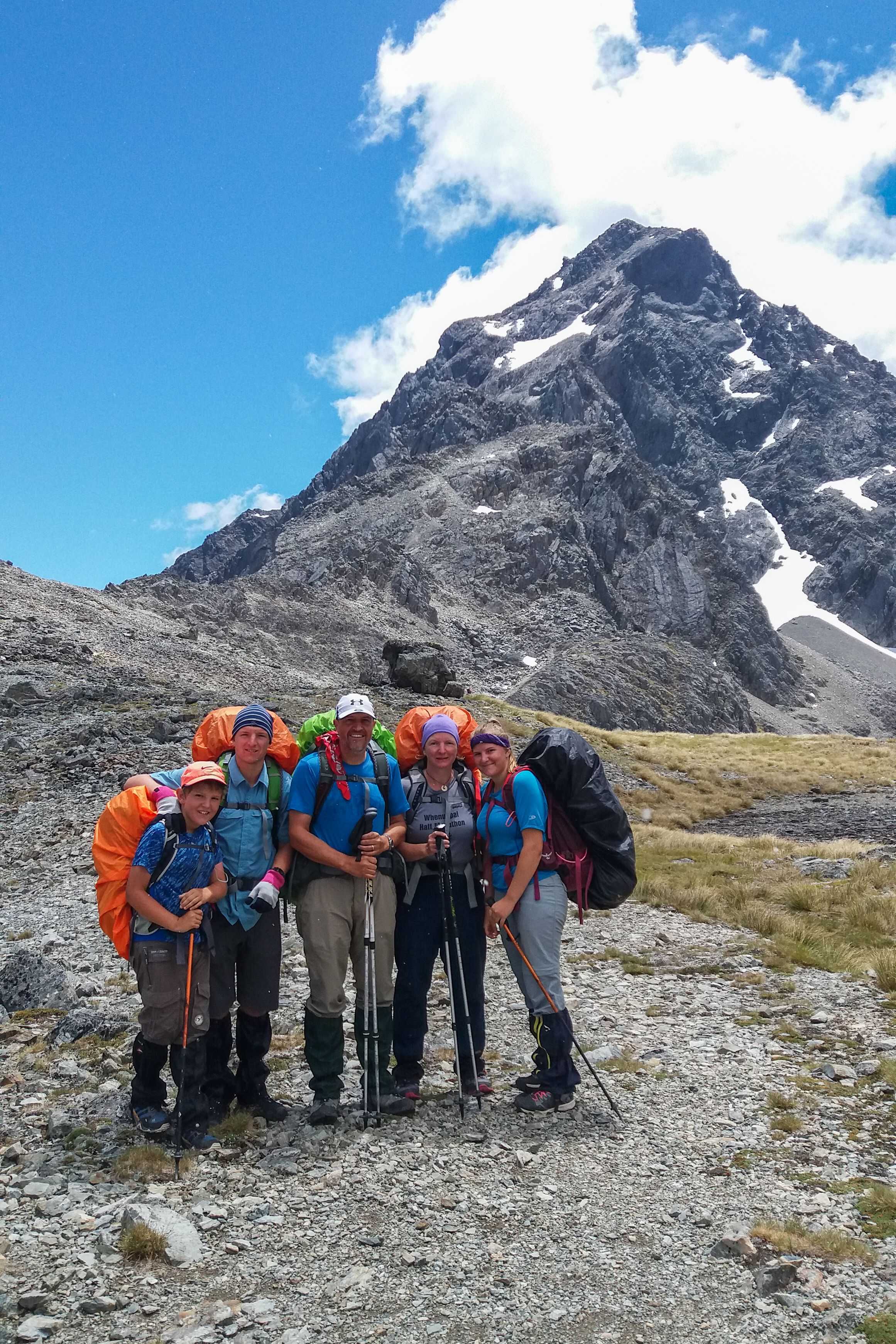 Adrian Blaser and his family in 2017, hiking the Te Araroa Trail – a 3,000 km trail across New Zealand.