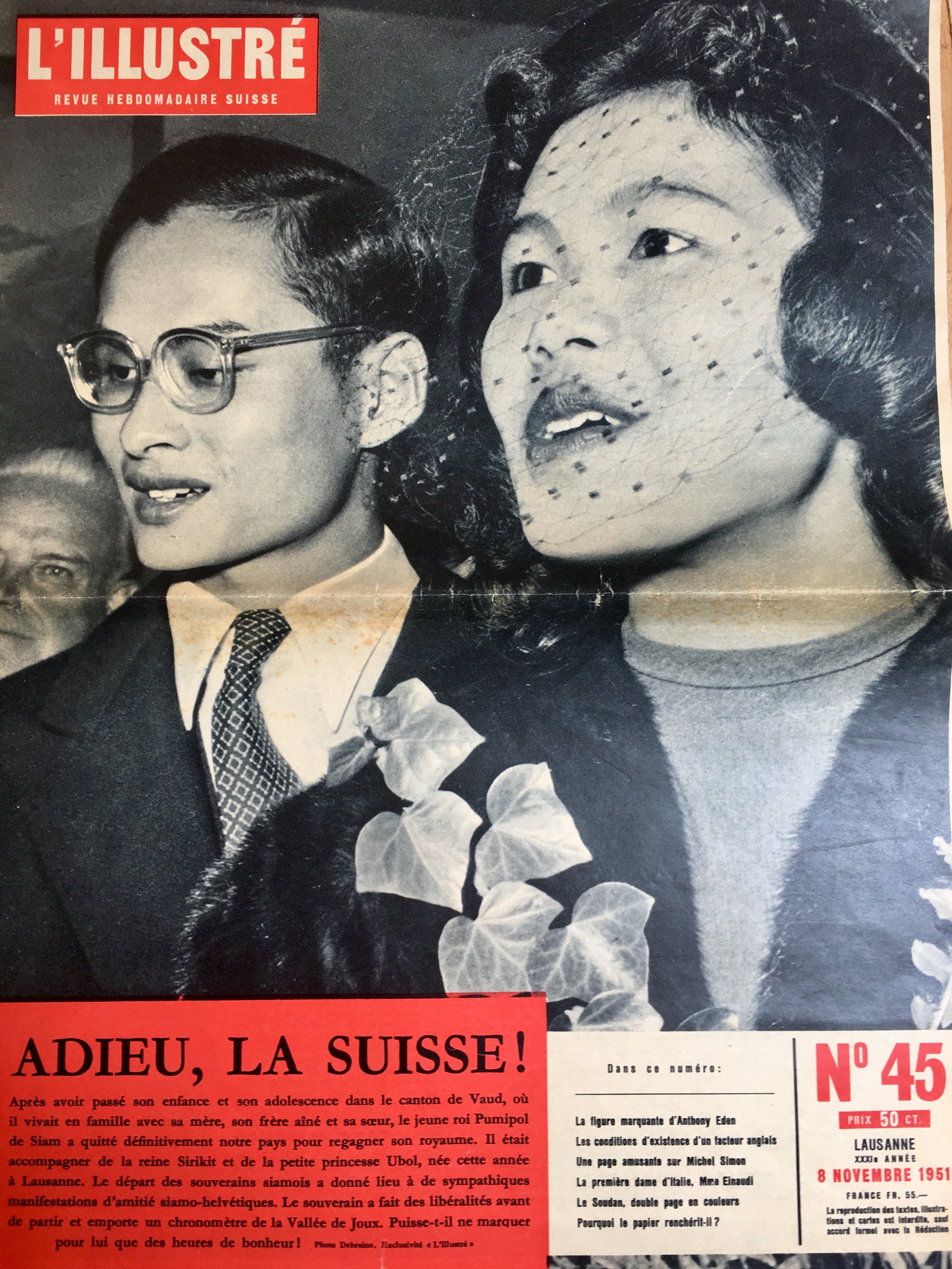 Adieu, la Suisse! Die Titelseite von L'illustré 1951.