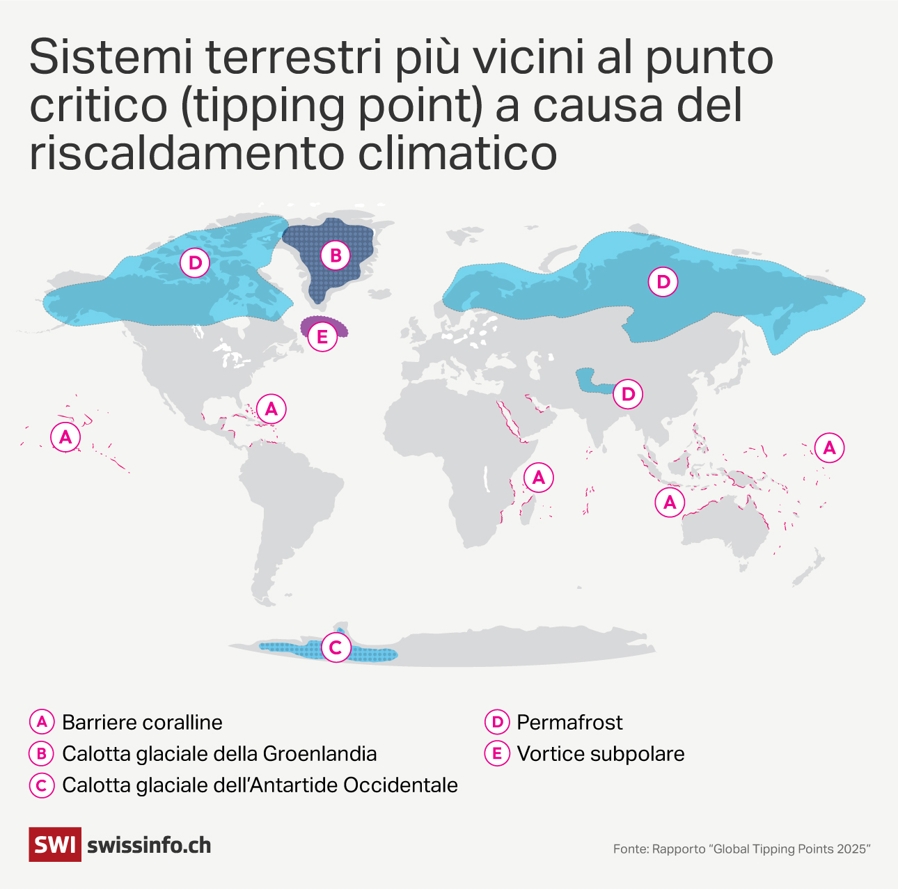 illustrazione delle zone con tipping point nel mondo