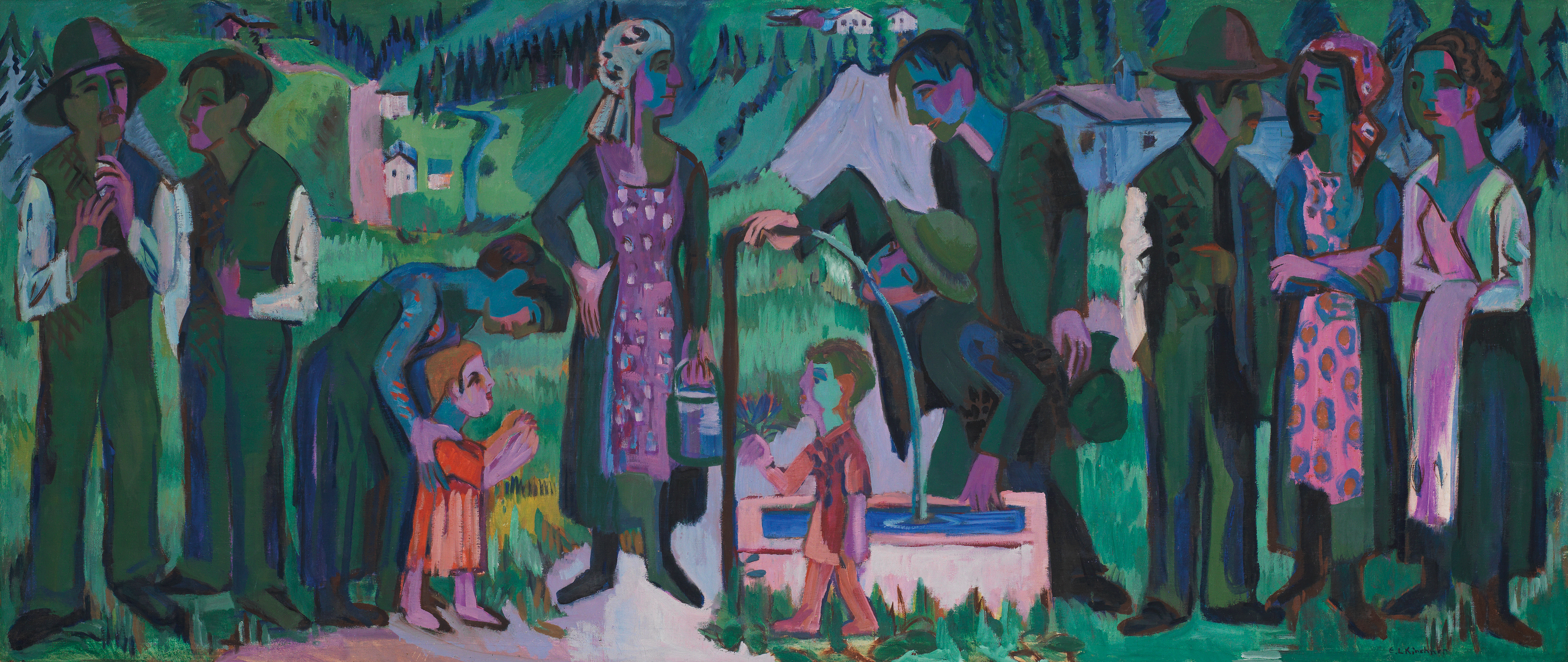 Alpsonntag. Szene am Brunnen [Sunday in the Alps. Scene at the Well], 1923-24/around 1929