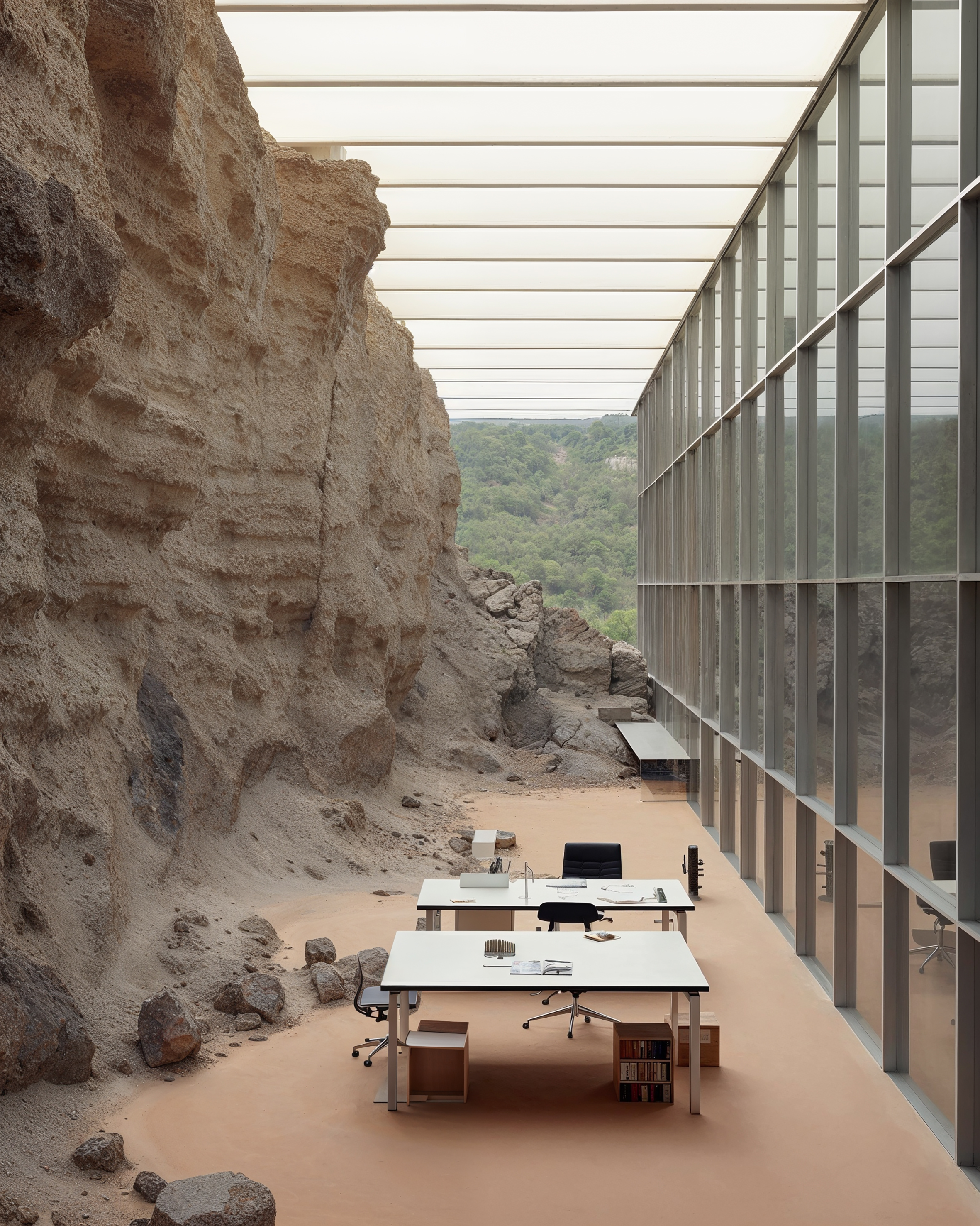 Enclosing nature: Jean Jacques Balzac's "An office with a large window" (2025) at the Le Corbusier Pavilion in Zurich.