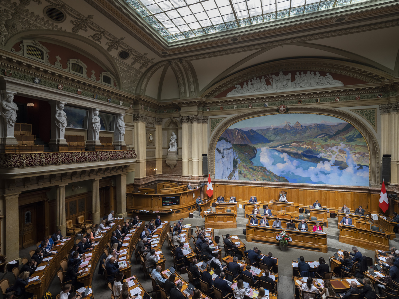 L'aula del Consiglio nazionale del Parlamento svizzero.