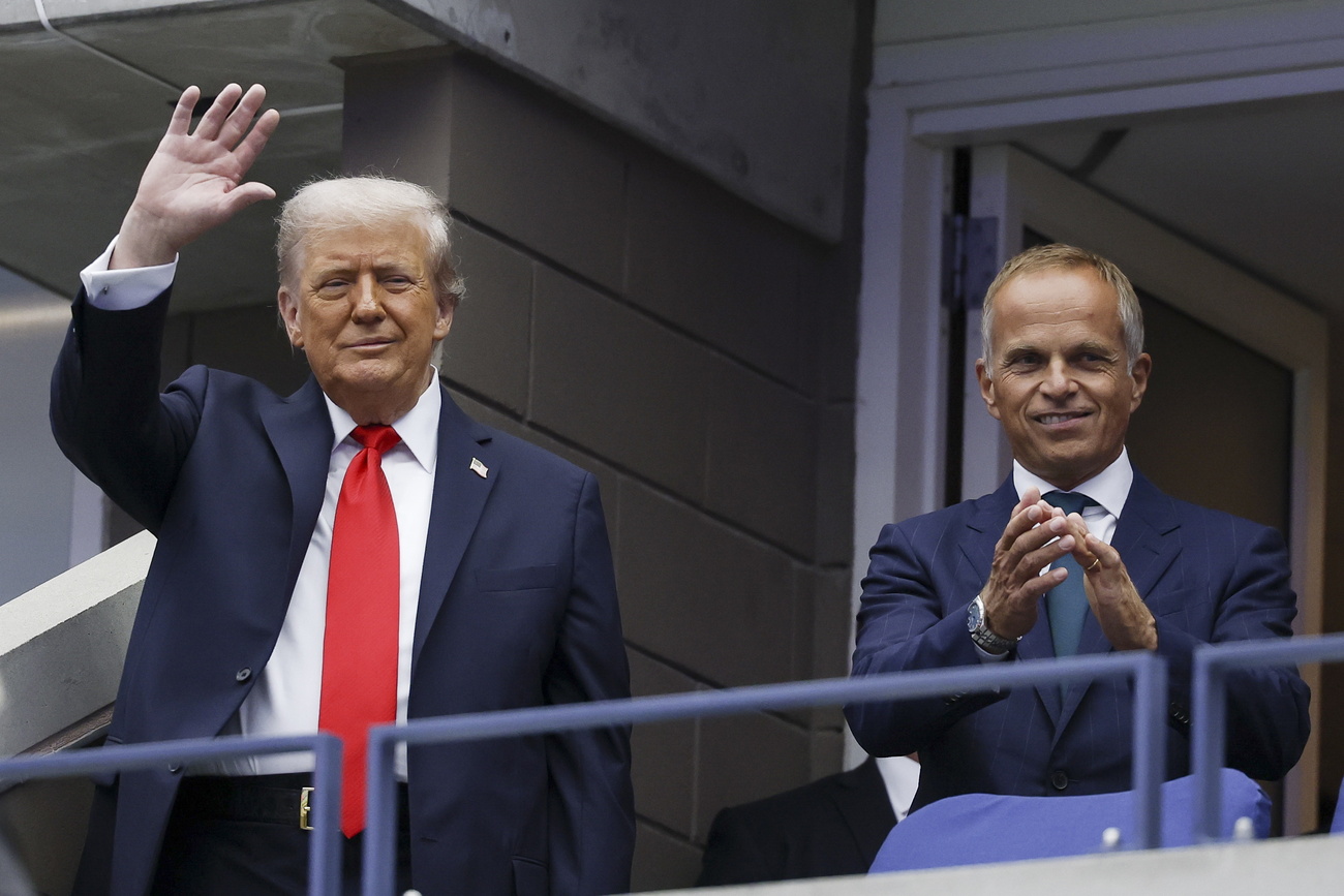US President Donald Trump and Rolex CEO Jean-Frederic Dufour at the 2025 US Open tennis men's finals