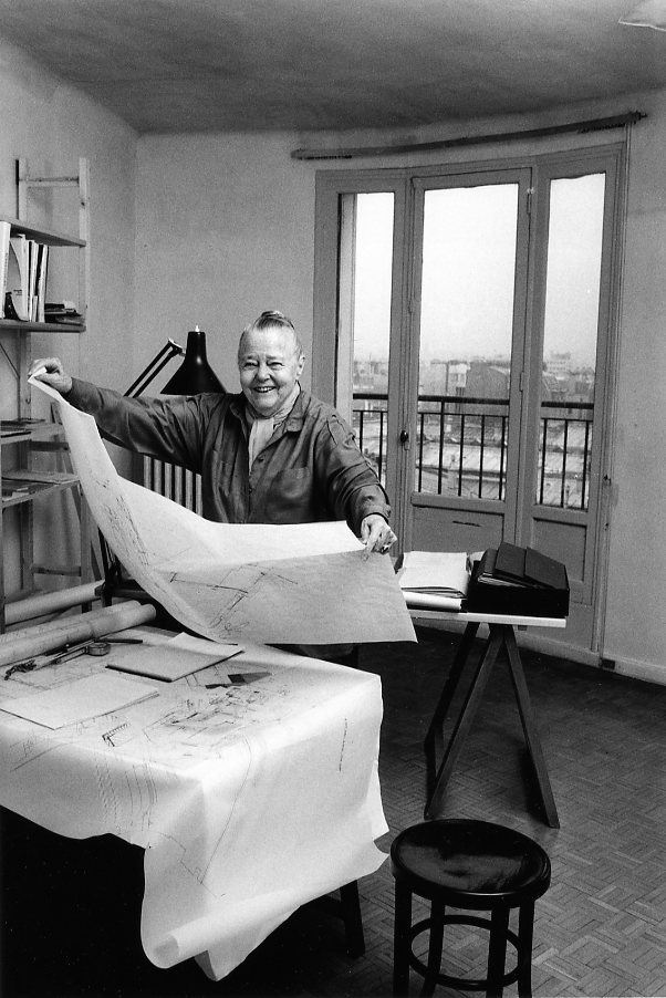Charlotte Perriand (1903-1999) photographed in 1991. At Le Corbusier's studio, where she worked from 1927 to 1937, she was in charge of interiors work and the promotion of their designs through a series of exhibitions.