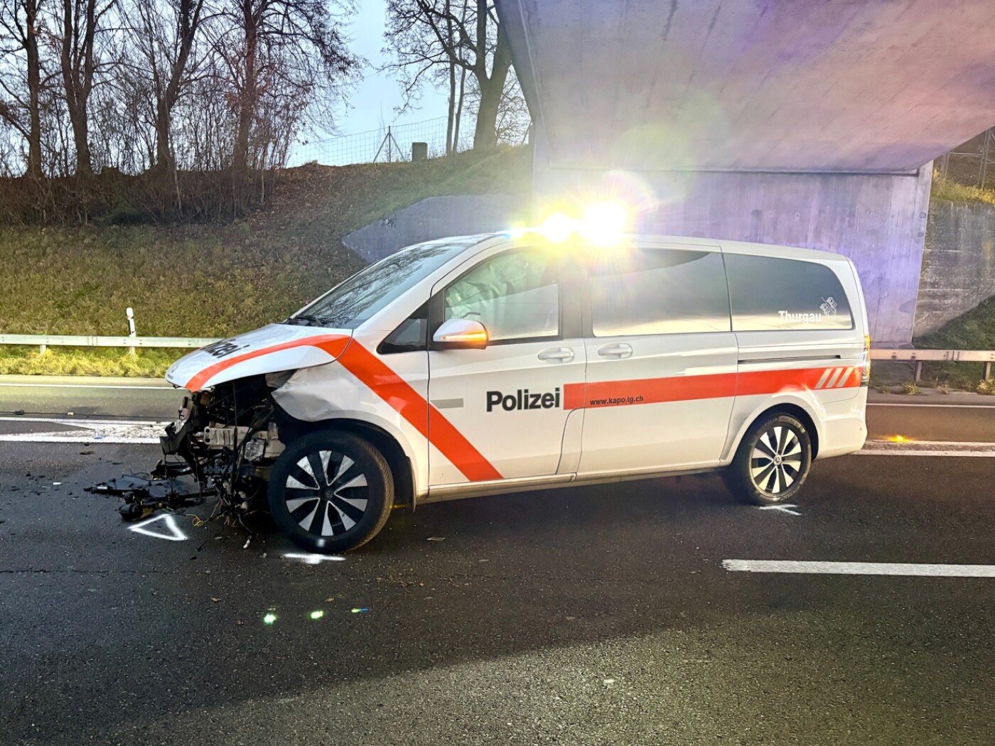 Tesla smashes into Swiss police car