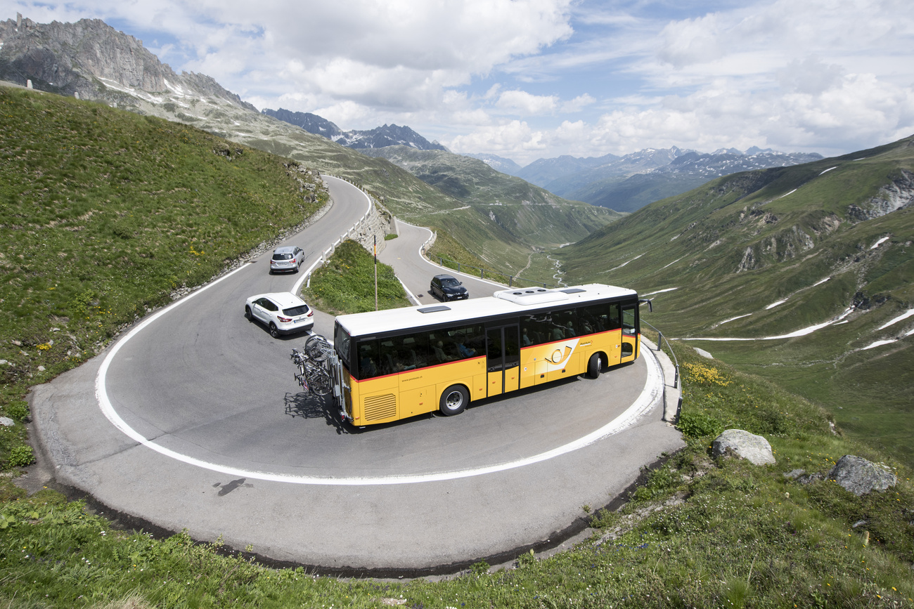 A PostBus on the Furka Pass, connecting Uri and Valais.