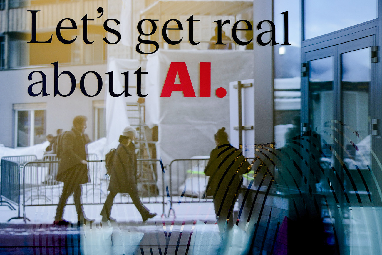 vetrina slogan ai a Davos durante il wef