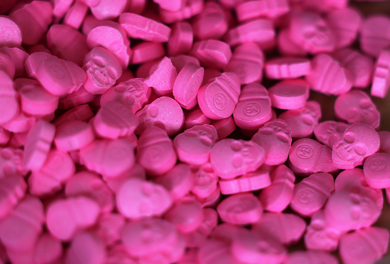 Pink skull-shaped pastilles