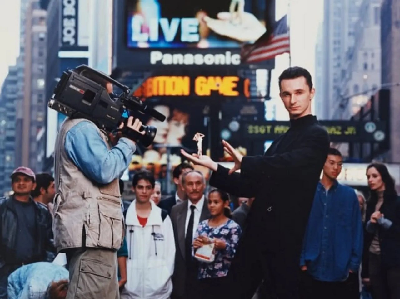 Marco Tempest auf dem New Yorker Times Square bei einem Fotoshooting für das Magazin «Stern» in den 1990er-Jahren.