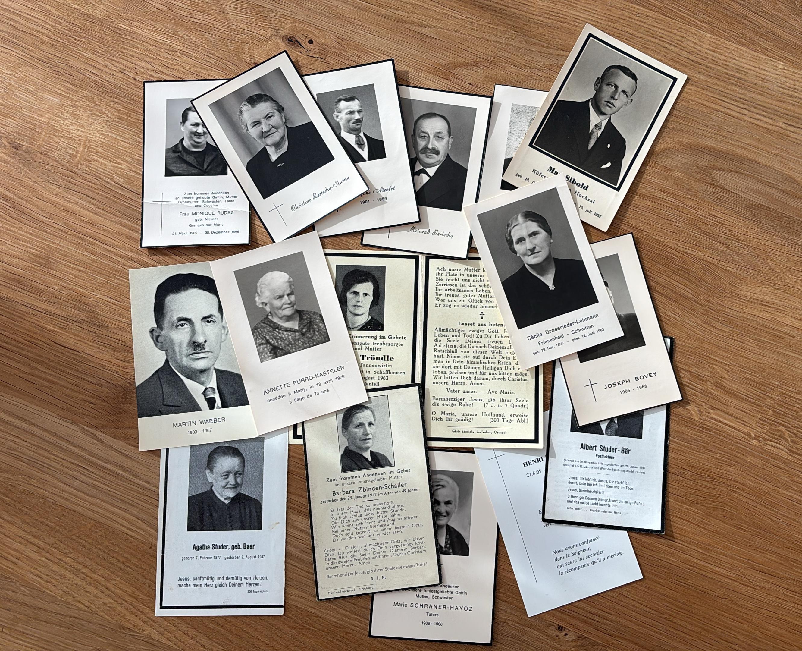 Series of memorial cards