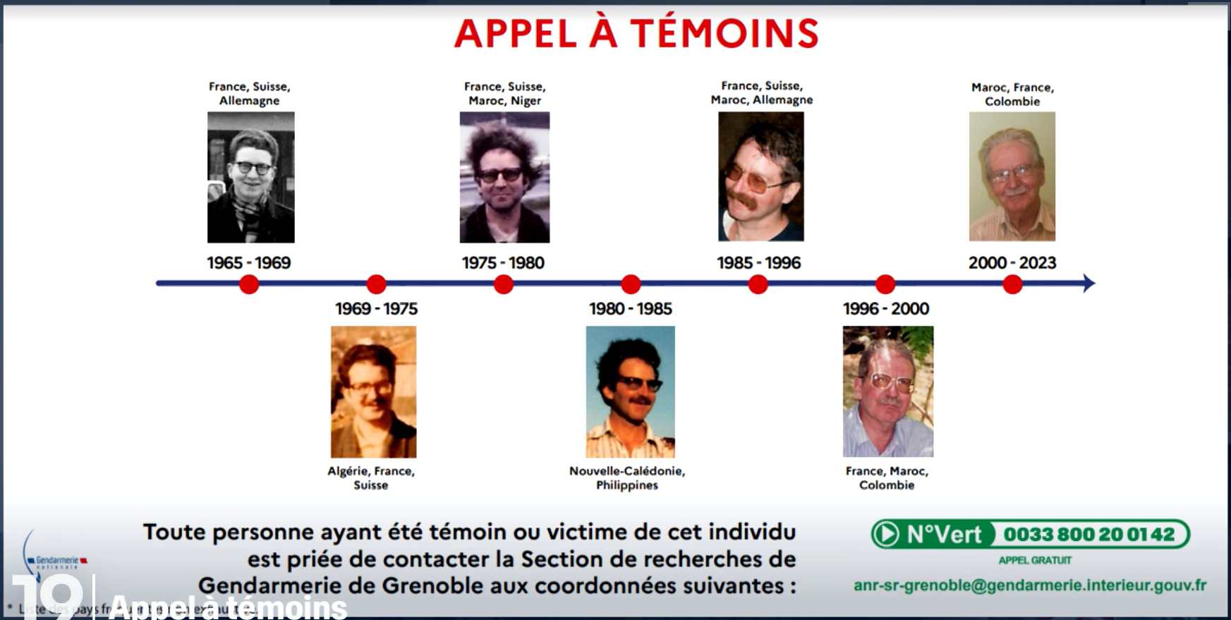 The call for witnesses from the French justice system relayed in the RTS newscast.