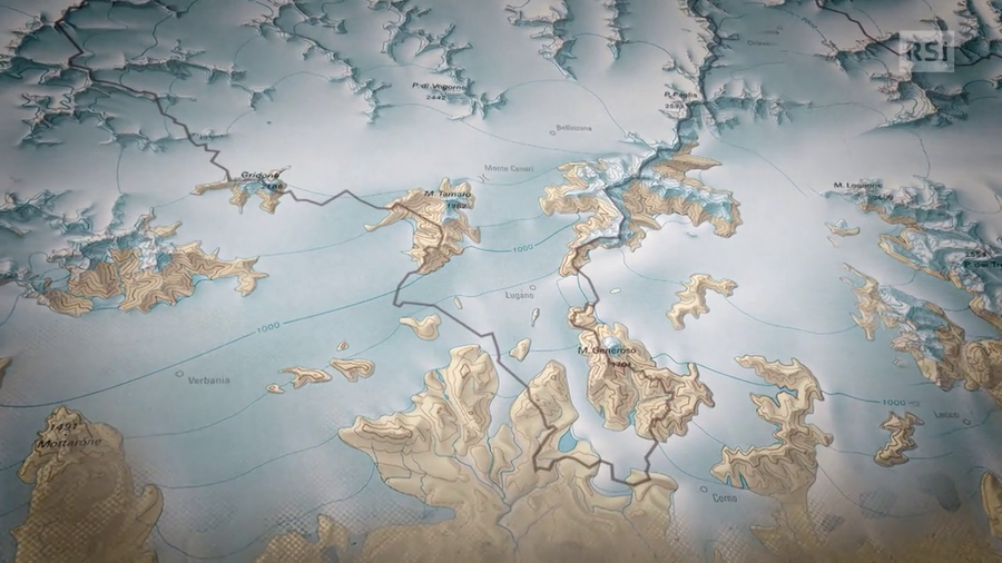 Immagine del territorio ticinese ricoperto da ghiacci