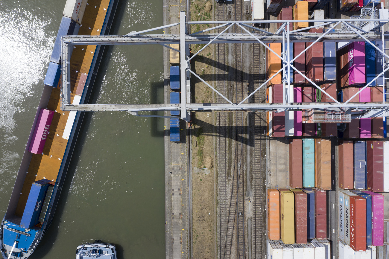 container ship seen from above
