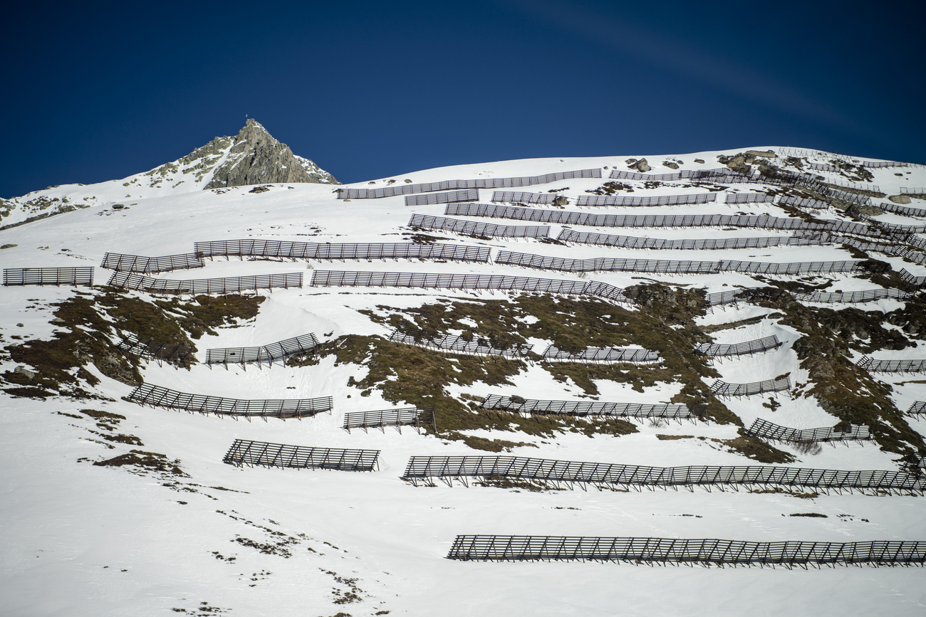 Pendio con strutture di protezione