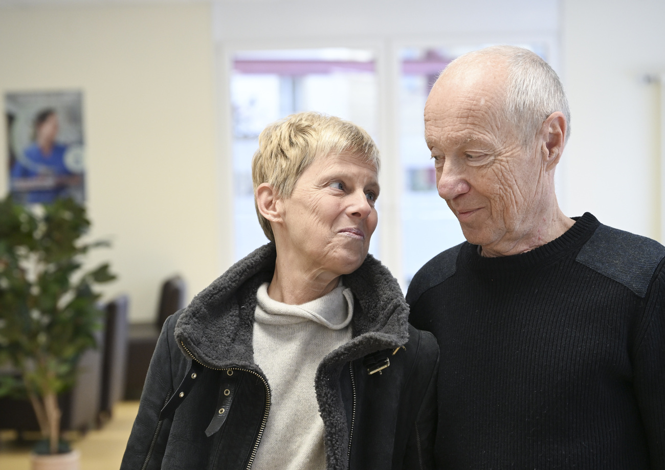 older couple looking at each other