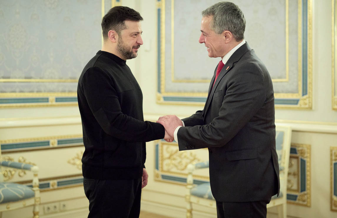 Meeting between Ukrainian President Volodymyr Zelensky and Ignazio Cassis in Kyiv at the beginning of the week.