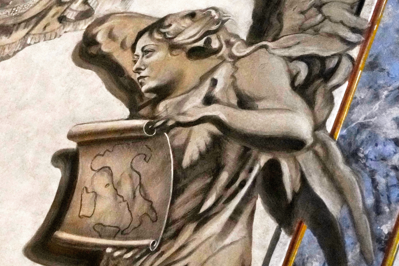 L'affresco con il volto di Giorgia Meloni.