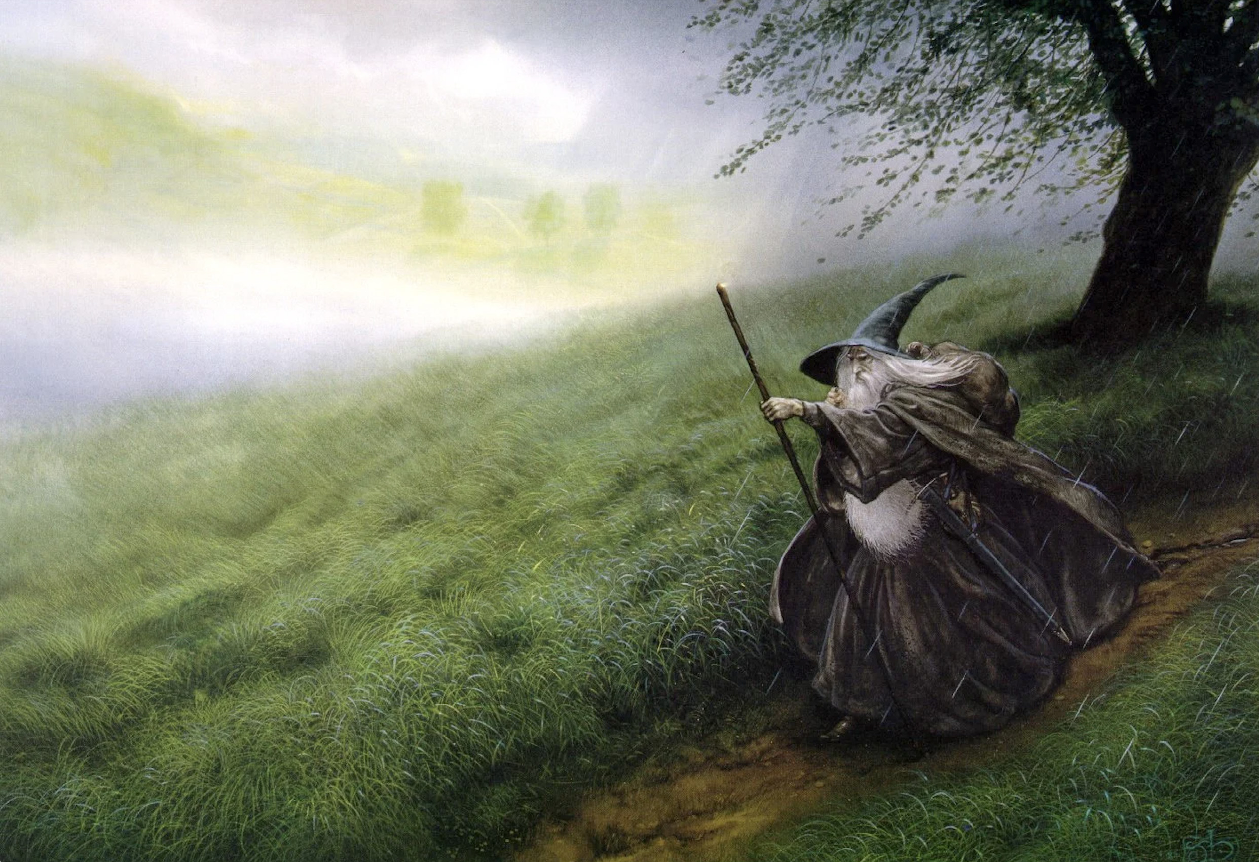 Gandalf der Graue: Die Buchfigur aus J.R.R. Tolkiens «Der Herr der Ringe» nimmt bei John Howe Gestalt an.
