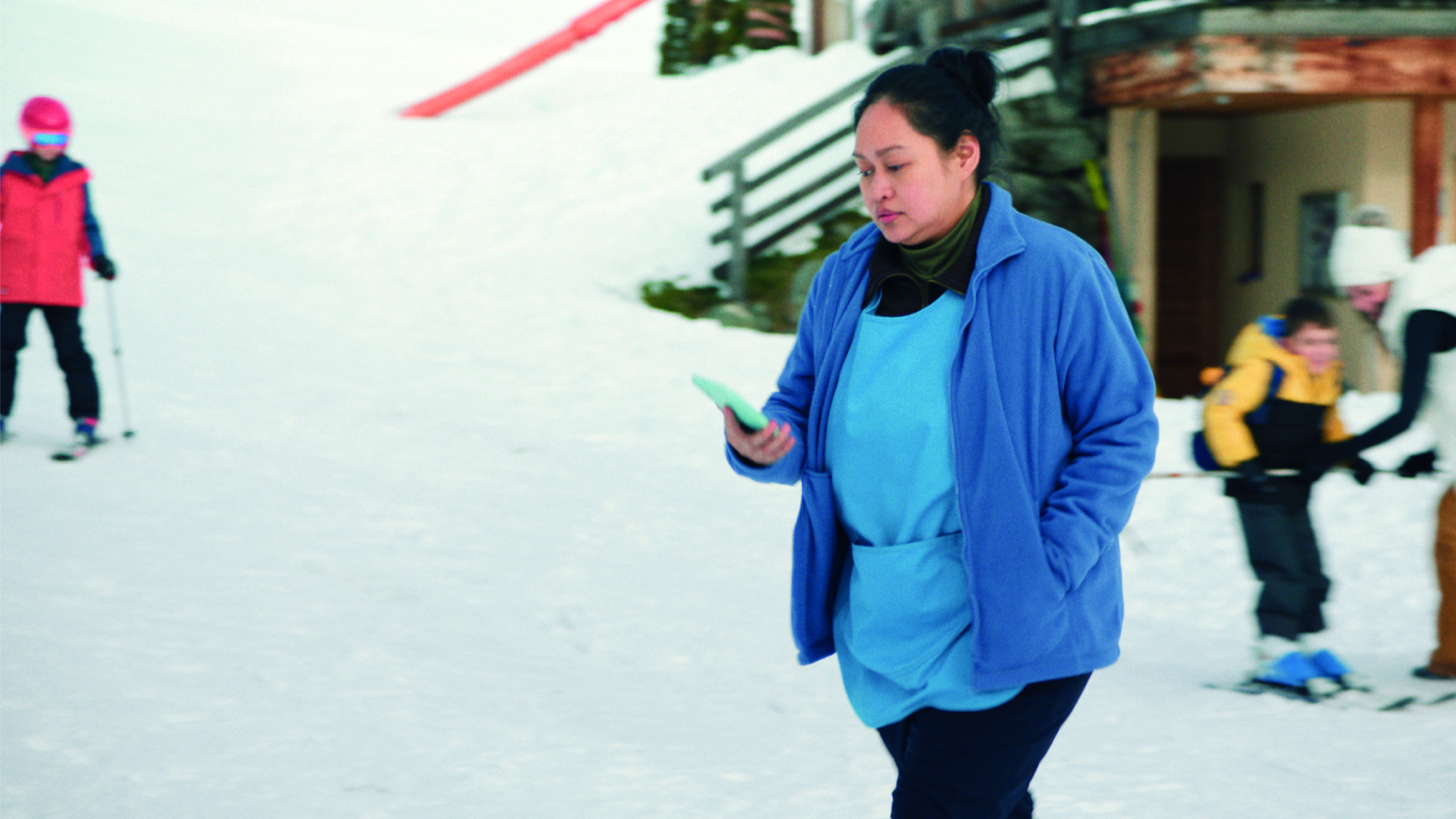 Mercedes Cabral is the most renowned actress in the Philippines who also features in several international indie films. She plays an undocumented cleaner at the fancy hotel in the ski resort of Verbier.
