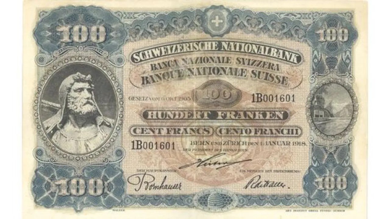 Le billet de guerre : en 1918, ce billet a été conçu et émis en tant que « billet de guerre ». Il représente Guillaume Tell. Un billet de 20 francs a suivi en 1930. Ils font partie de la troisième série de billets de banque de la BNS.